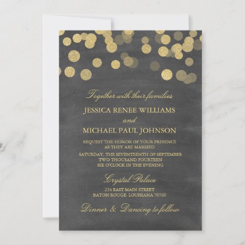 Chalkboard Gold Glitter Wedding Invitations