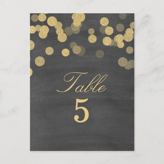Chalkboard Gold Glitter Wedding Table Number (Front)