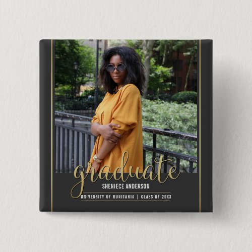 Chalkboard  Gold Graduation  Custom Photo Pinback Button