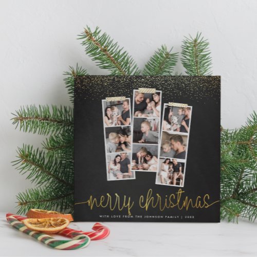 Chalkboard  Gold Merry Christmas Holiday Photo