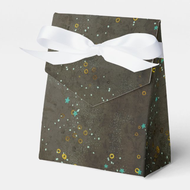 Chalkboard Gold Silver Stars Constellation Sky Favor Boxes (Front Side)