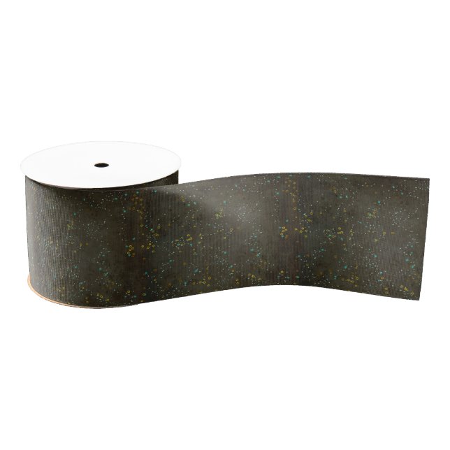 Chalkboard Gold Silver Stars Constellation Sky Grosgrain Ribbon (Spool)