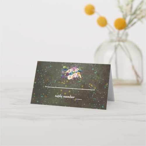 Chalkboard Gold Silver Stars Constellation Wedding Place Card