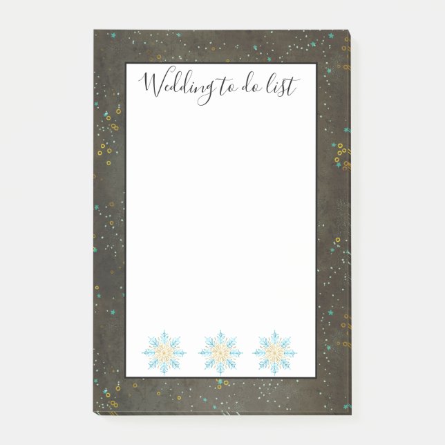 Chalkboard Gold Silver Stars Wedding To Do List Post-it Notes (Front)