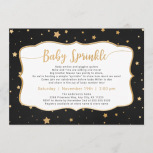 Chalkboard + Gold Stars Neutral Baby Sprinkle Invitation