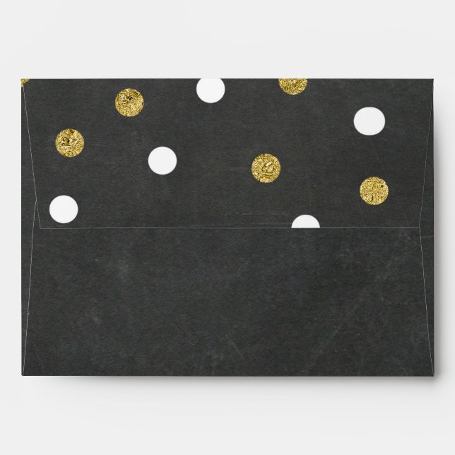 Chalkboard Gold & White Confetti Celebration Party Envelope (Back (Top Flap))