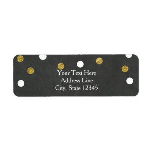 Chalkboard Gold & White Confetti Celebration Party Label