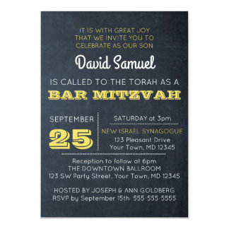 Chalkboard Golden Bar Mitzvah Invitation