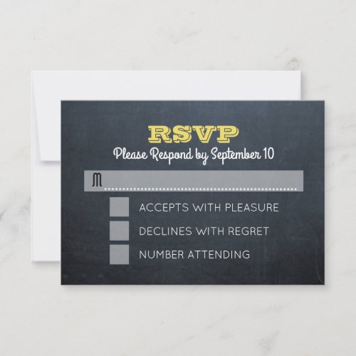 Chalkboard Golden Confirmation RSVP Card