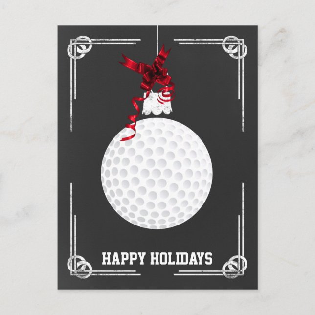 chalkboard golfer Christmas Cards (Front)
