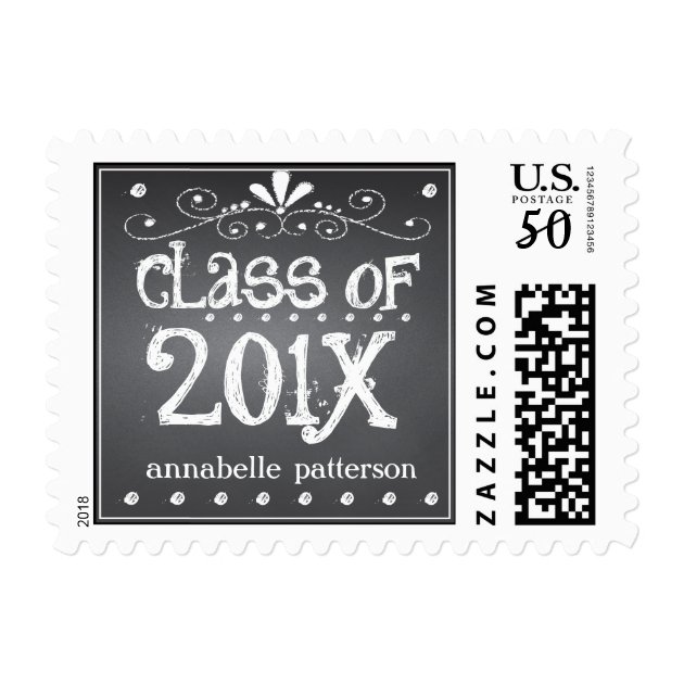Chalkboard Graduate Class Of 201x Personalized Postage