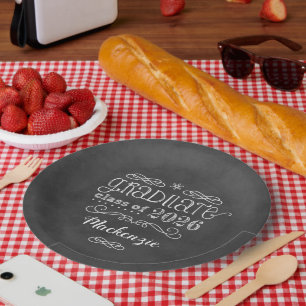 Chalkboard Graduate Graduation Party Paper Plates