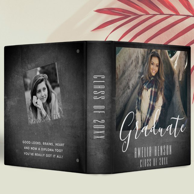 Chalkboard Graduate Graduation Photo Album 3 Ring Binder (Creator Uploaded)
