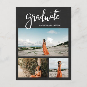 Chalkboard Graduate Script Rustic Grad Photo Invitation Postcard