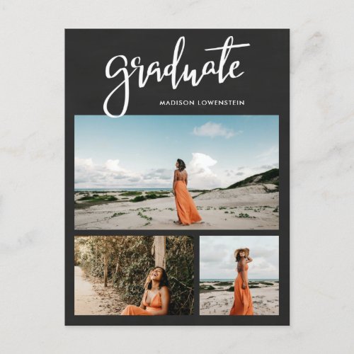 Chalkboard  Graduate Script Rustic Grad Photo Invitation Postcard