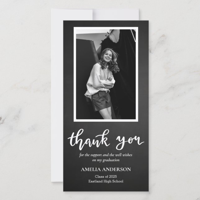 Chalkboard Graduate Thank You Script Card (Front)