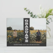 Chalkboard Graduate Two Photos Typography Vintage Invitation (Standing Front)