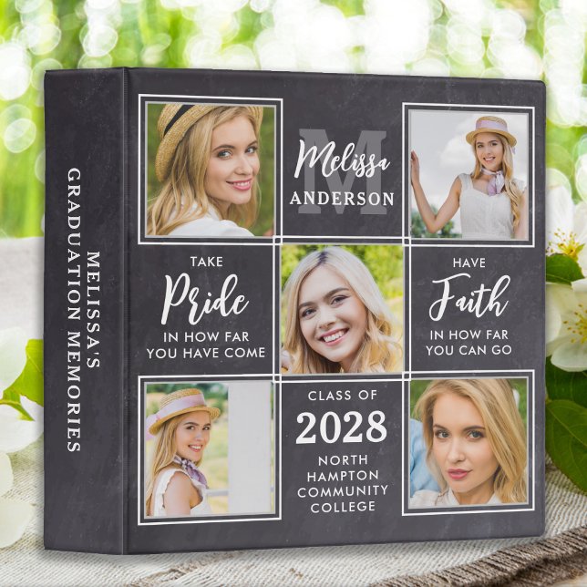 Chalkboard Graduation Customized Photo Album 3 Ring Binder (Creator Uploaded)