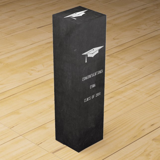Chalkboard Graduation Gift Wine Box (Front)