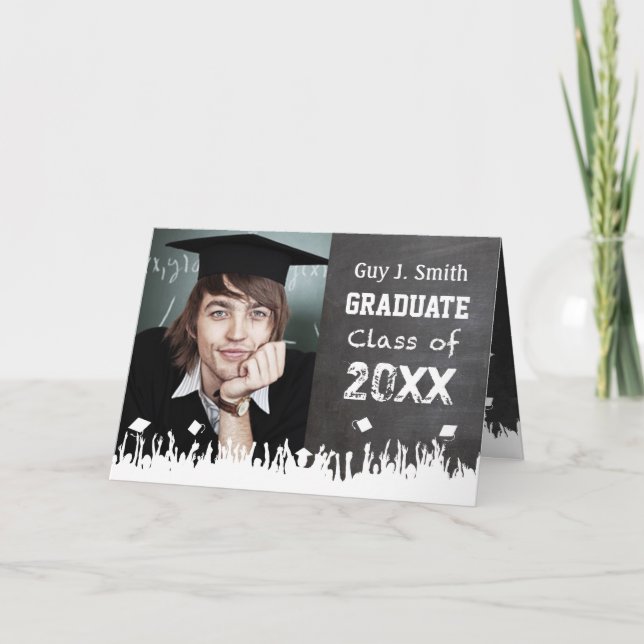 Chalkboard Graduation Invitation Your Photo (Front)