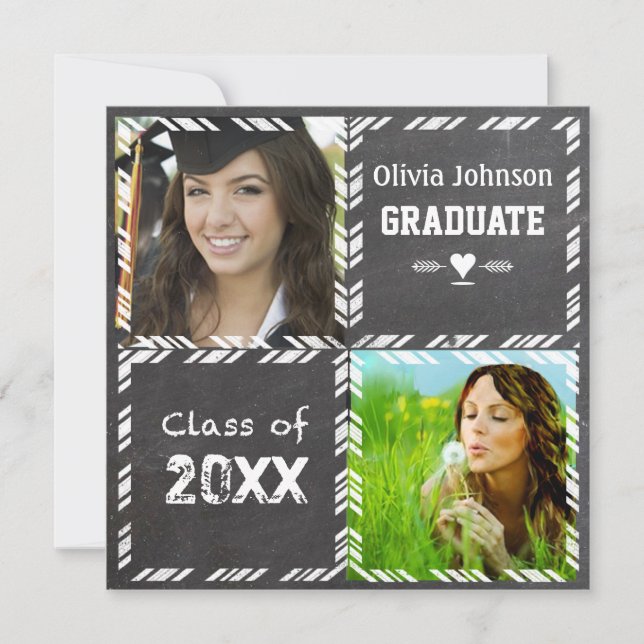 Chalkboard Graduation Invitation Your Photo (Front)