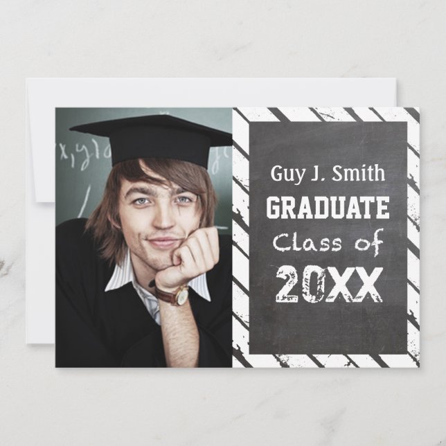 Chalkboard Graduation Invitation Your Photo (Front)