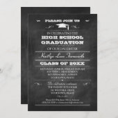 Chalkboard Graduation Mortarboard Cap Party Invitation (Front/Back)