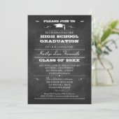 Chalkboard Graduation Mortarboard Cap Party Invitation (Standing Front)
