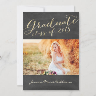 Chalkboard Graduation Party | Gold Glitter Invitation