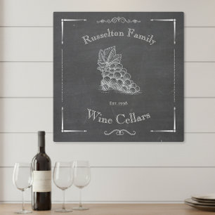 Chalkboard Grapes Family Name Wine Cellar Metal Print