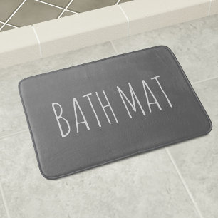 Chalkboard Gray and White Custom Text Bath Mat