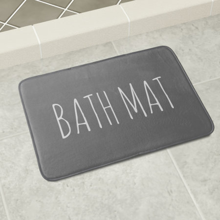 Chalkboard Gray And White Custom Text  Bathroom Mat