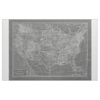 Chalkboard Gray and White United States Map Fabric