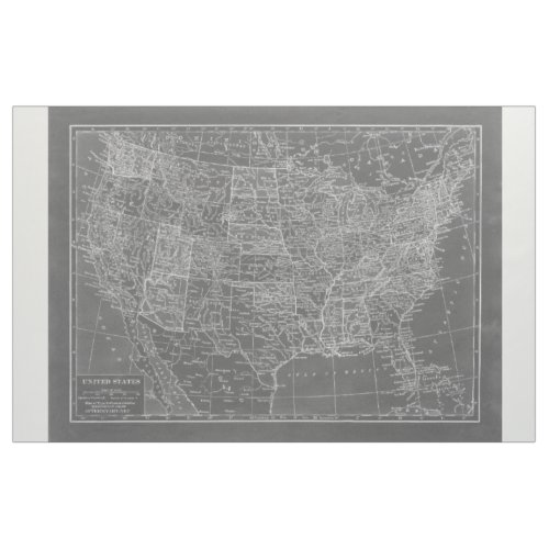 Chalkboard Gray and White United States Map Fabric