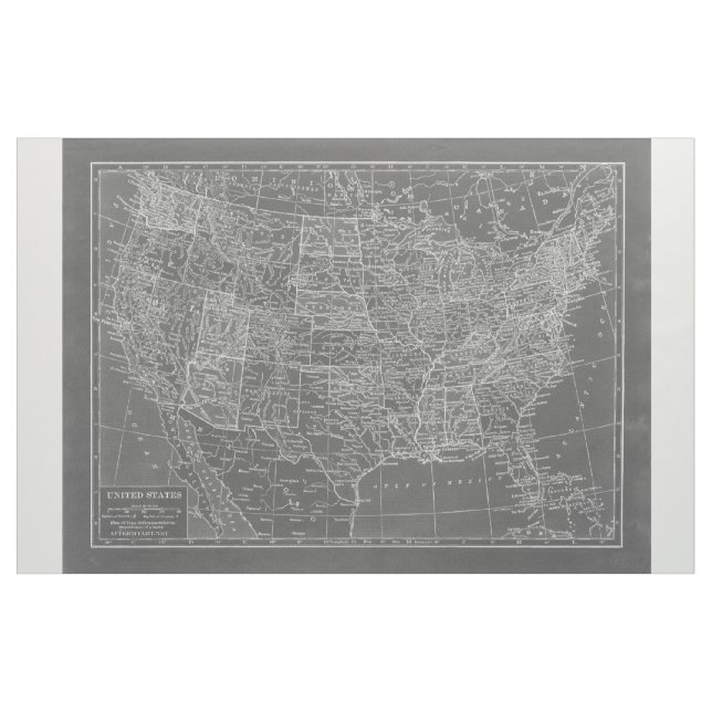Chalkboard Gray and White United States Map Fabric (Yard)