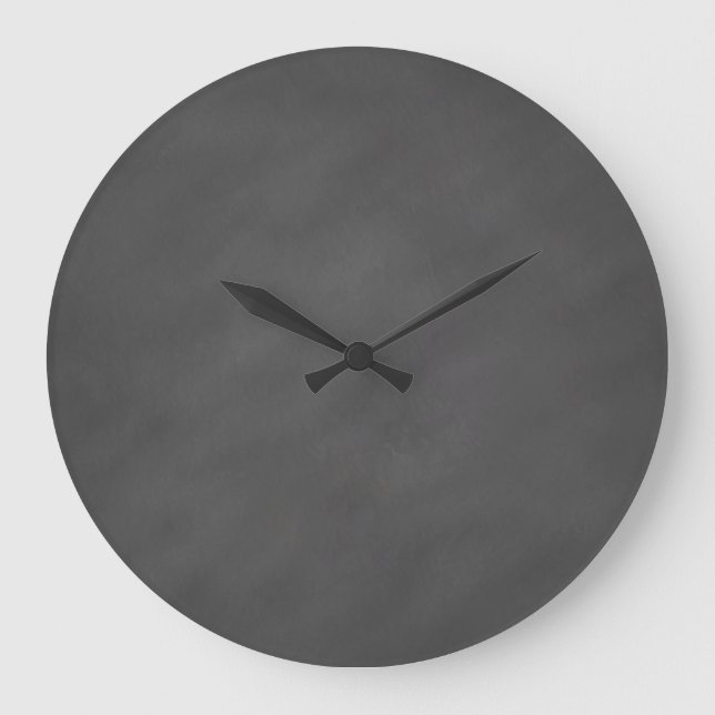 Chalkboard Gray Background Grey Chalk Board Black Large Clock (Front)