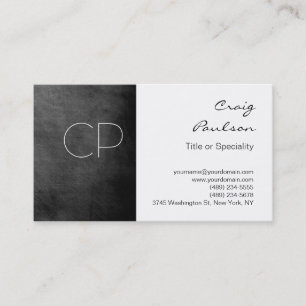 Chalkboard Gray Black White Monogram Business Card