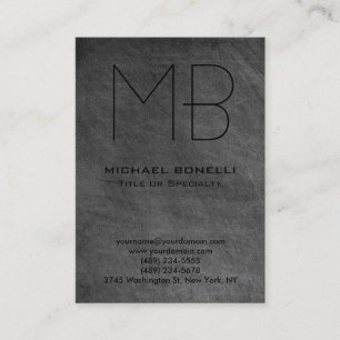 Chalkboard gray monogram chubby business card
