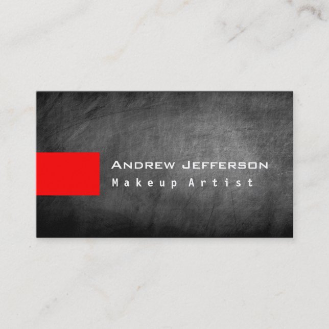 Chalkboard Gray Red Makeup Artist Business Card (Front)