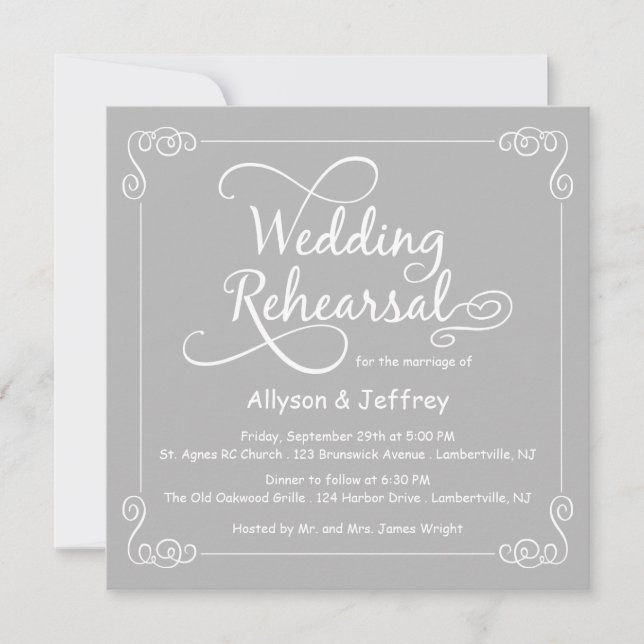 Chalkboard Gray Wedding Rehearsal Invitation (Front)