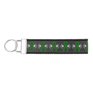 Chalkboard Green Awareness Ribbon Wrist Keychain
