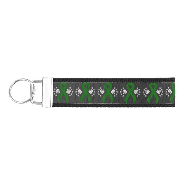 Chalkboard Green Awareness Ribbon Wrist Keychain (Keys on Left)
