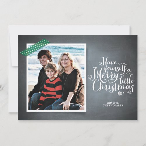 Chalkboard Green Washi Tape Script Holiday Card