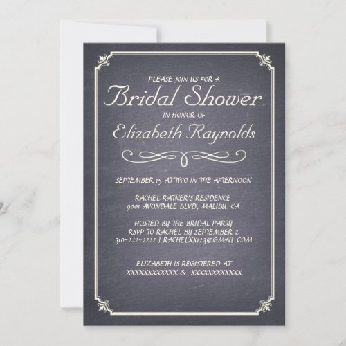 Chalkboard Grey Bridal Shower Invitations