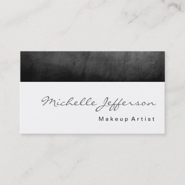 Chalkboard Grey Pattern Script Business Card (Front)