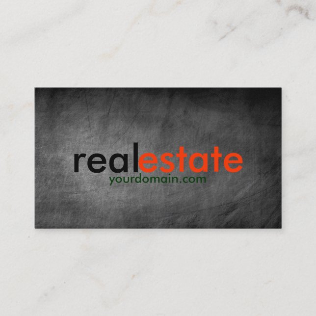 Chalkboard Grey Real Estate Agent Business Card (Front)