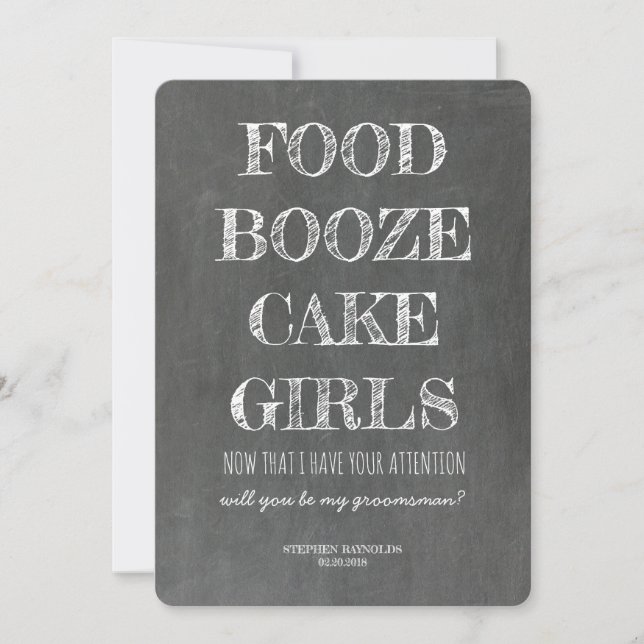 Chalkboard GROOMSMAN / BEST MAN Funny Proposal Invitation (Front)