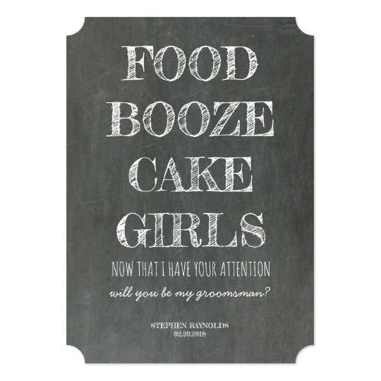 chalkboard groomsman best man funny proposal invitation zazzle com