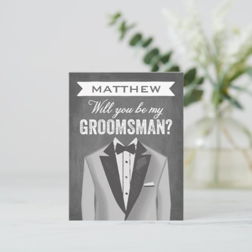 Chalkboard Groomsman Groomsman Invitation Zazzle 5559