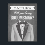 Chalkboard Groomsman | Groomsman Invitation<br><div class="desc">Available in groomsman,  best man,  junior groomsman and ring bearer styles. You've found your wife,  but you still need your boys. Ask them to be part of you big day with these stylish and modern groomsman cards on chalkboard background.</div>